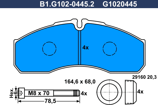 Brake Pad Set, disc brake (B1.G102-0445.2)