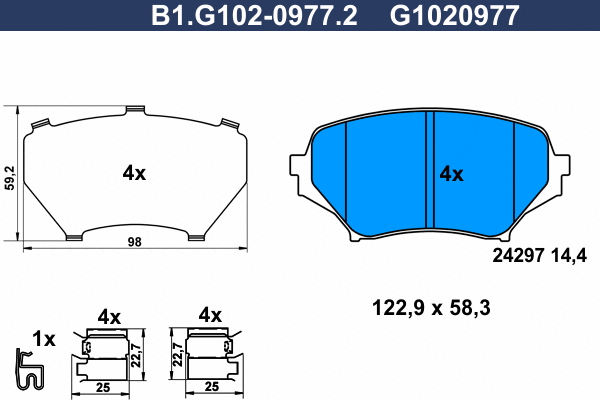 Brake Pad Set, disc brake (B1.G102-0977.2)