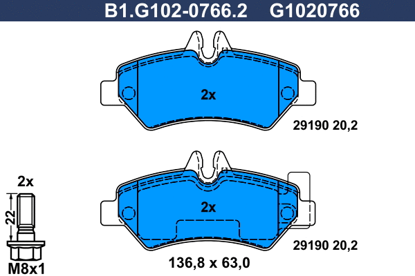 Brake Pad Set, disc brake (B1.G102-0766.2)