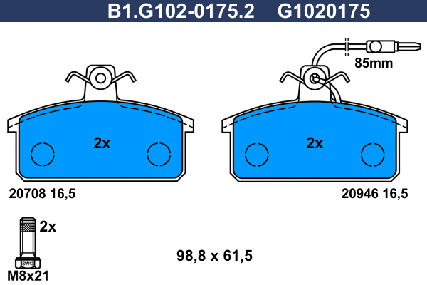 Brake Pad Set, disc brake (B1.G102-0175.2)