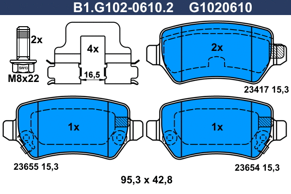 Brake Pad Set, disc brake (B1.G102-0610.2)
