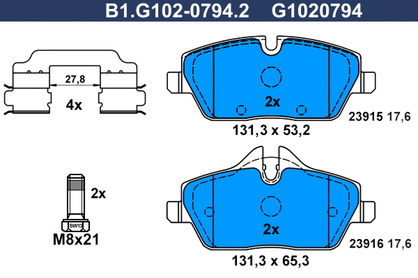 Brake Pad Set, disc brake (B1.G102-0794.2)