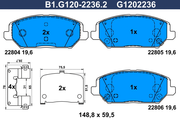 Brake Pad Set, disc brake (B1.G120-2236.2)