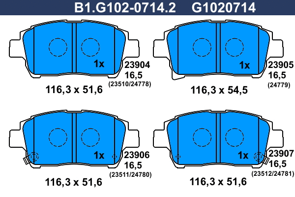 Brake Pad Set, disc brake (B1.G102-0714.2)
