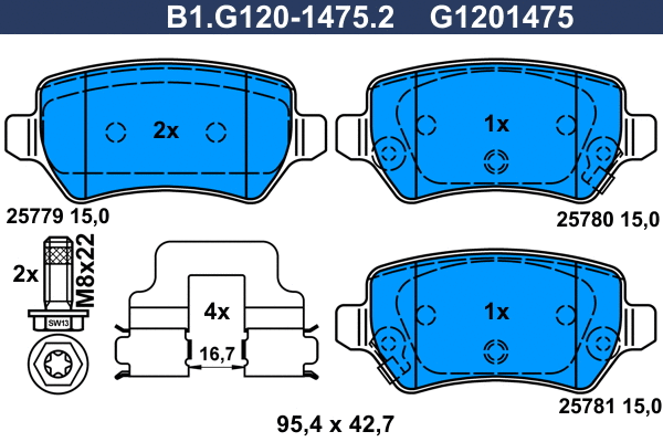 Brake Pad Set, disc brake (B1.G120-1475.2)