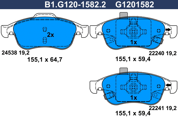 Brake Pad Set, disc brake (B1.G120-1582.2)