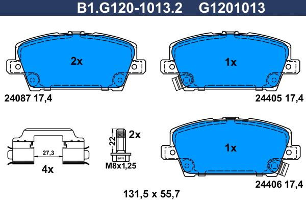 Brake Pad Set, disc brake (B1.G120-1013.2)