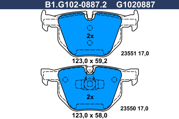 Brake Pad Set, disc brake (B1.G102-0887.2)