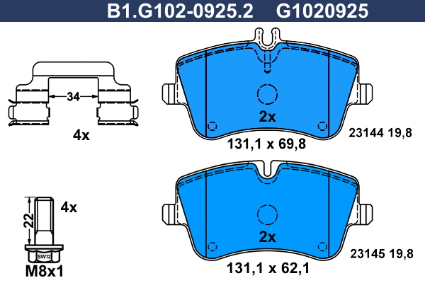 Brake Pad Set, disc brake (B1.G102-0925.2)