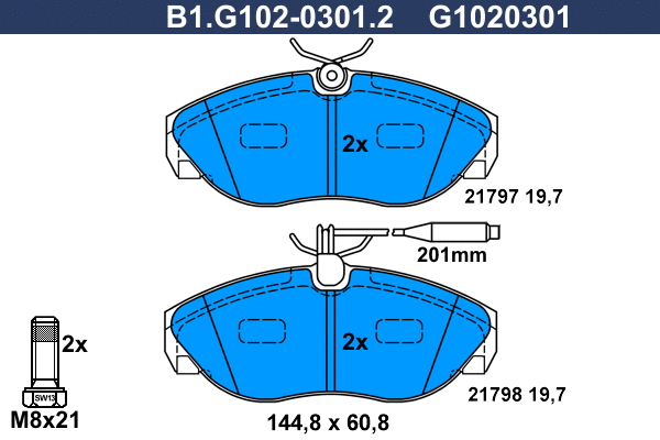 Brake Pad Set, disc brake (B1.G102-0301.2)