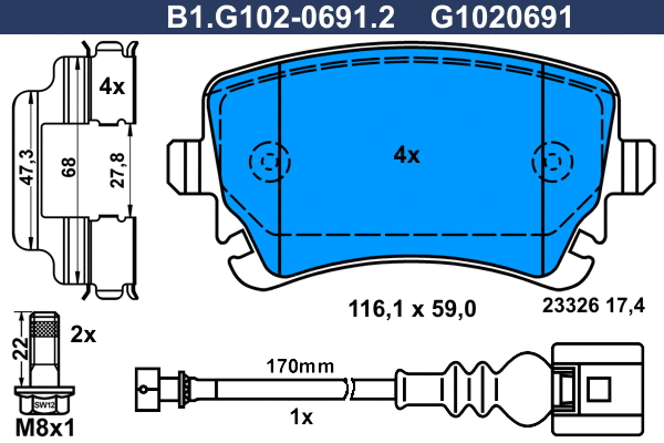 Brake Pad Set, disc brake (B1.G102-0691.2)