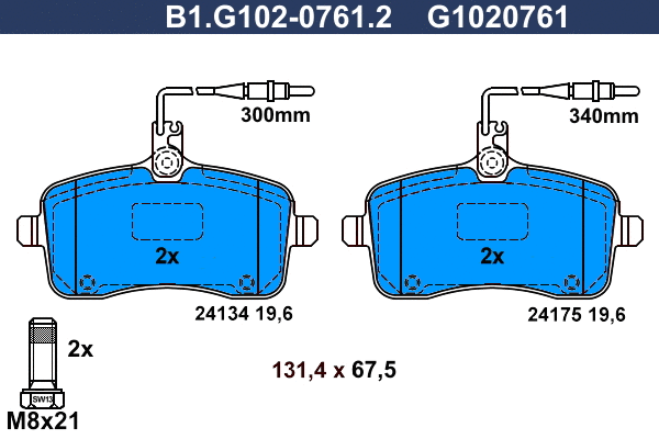 Brake Pad Set, disc brake (B1.G102-0761.2)