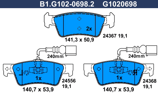 Brake Pad Set, disc brake (B1.G102-0698.2)