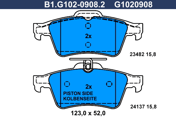 Brake Pad Set, disc brake (B1.G102-0908.2)