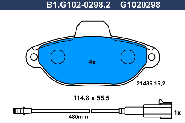 Brake Pad Set, disc brake (B1.G102-0298.2)