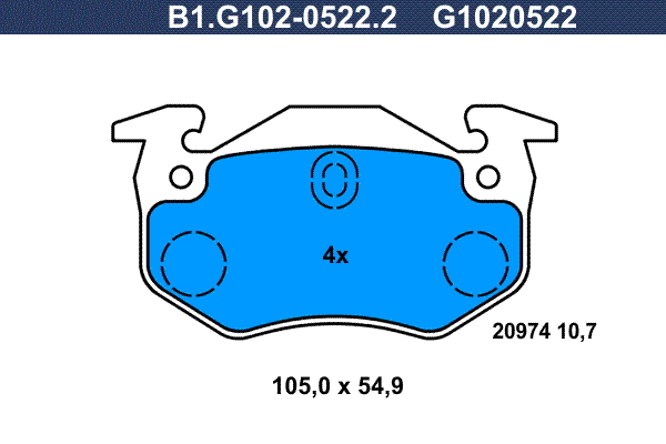 Brake Pad Set, disc brake (B1.G102-0522.2)
