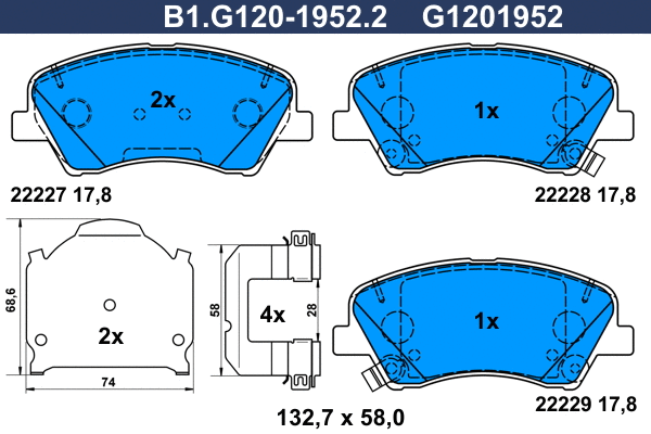Brake Pad Set, disc brake (B1.G120-1952.2)
