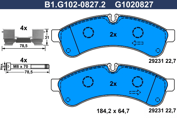 Brake Pad Set, disc brake (B1.G102-0827.2)