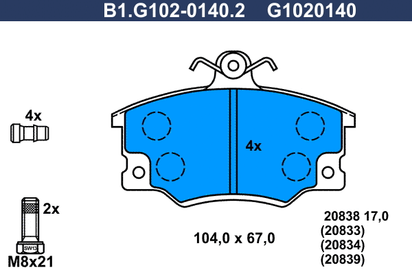Brake Pad Set, disc brake (B1.G102-0140.2)