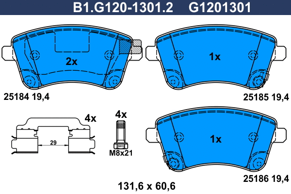 Brake Pad Set, disc brake (B1.G120-1301.2)