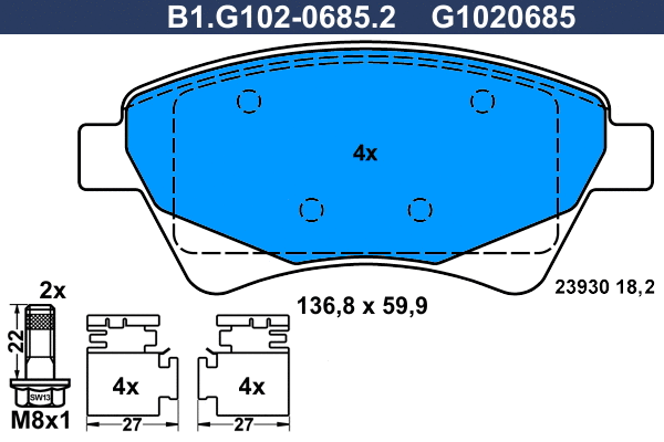 Brake Pad Set, disc brake (B1.G102-0685.2)