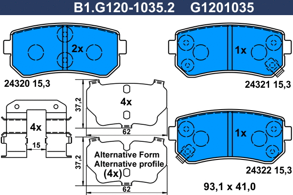 Brake Pad Set, disc brake (B1.G120-1035.2)
