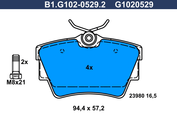 Brake Pad Set, disc brake (B1.G102-0529.2)
