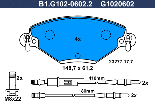 Brake Pad Set, disc brake (B1.G102-0602.2)
