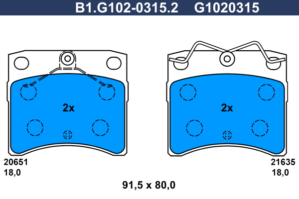 Brake Pad Set, disc brake (B1.G102-0315.2)