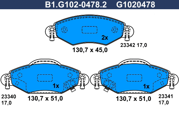 Brake Pad Set, disc brake (B1.G102-0478.2)