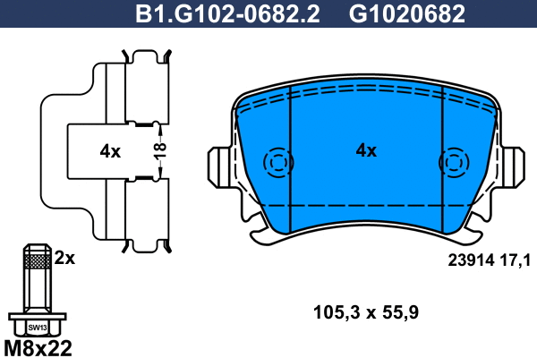 Brake Pad Set, disc brake (B1.G102-0682.2)