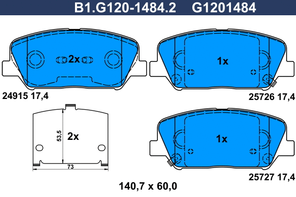Brake Pad Set, disc brake (B1.G120-1484.2)