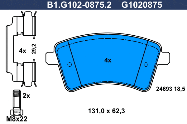 Brake Pad Set, disc brake (B1.G102-0875.2)