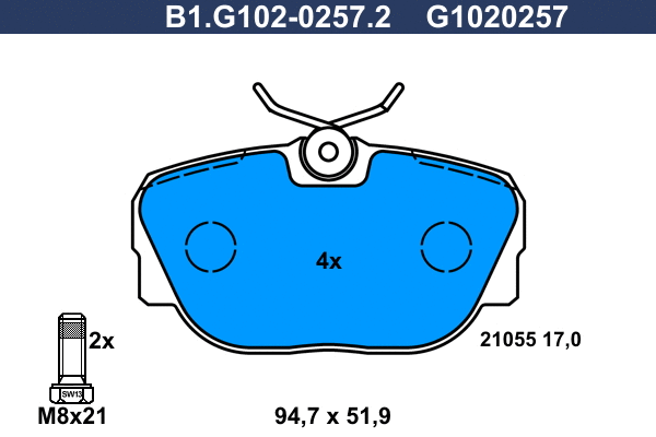 Brake Pad Set, disc brake (B1.G102-0257.2)