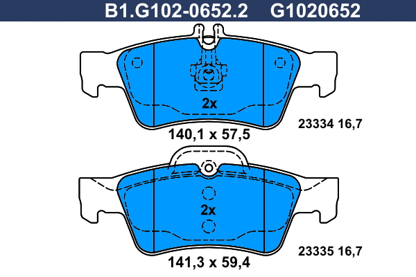 Brake Pad Set, disc brake (B1.G102-0652.2)