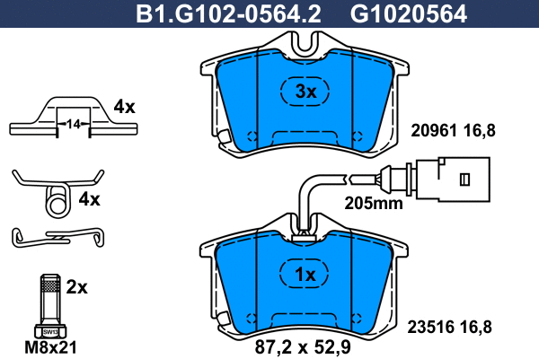 Brake Pad Set, disc brake (B1.G102-0564.2)