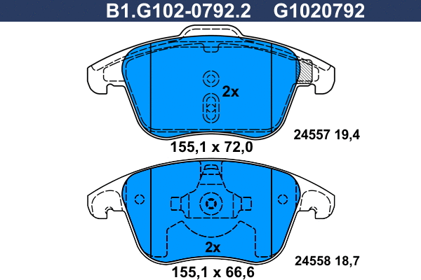 Brake Pad Set, disc brake (B1.G102-0792.2)