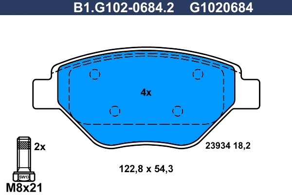 Brake Pad Set, disc brake (B1.G102-0684.2)