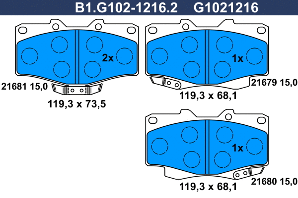 Brake Pad Set, disc brake (B1.G102-1216.2)