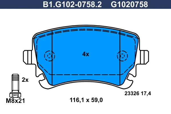 Brake Pad Set, disc brake (B1.G102-0758.2)