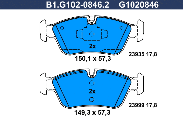 Brake Pad Set, disc brake (B1.G102-0846.2)