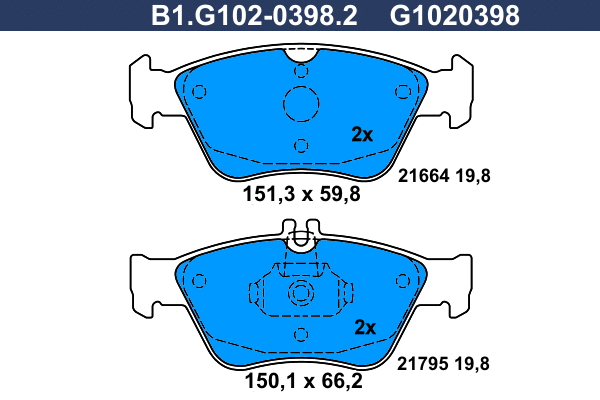 Brake Pad Set, disc brake (B1.G102-0398.2)