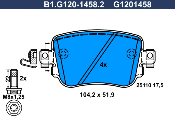 Brake Pad Set, disc brake (B1.G120-1458.2)