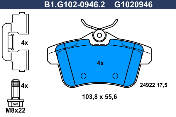 Brake Pad Set, disc brake (B1.G102-0946.2)