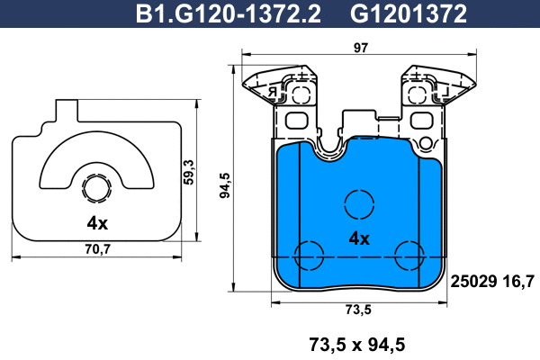 Brake Pad Set, disc brake (B1.G120-1372.2)