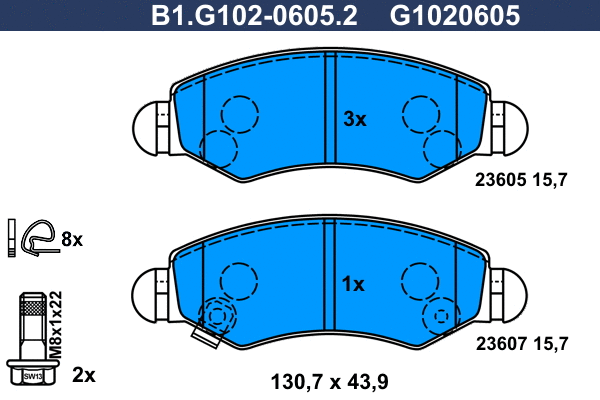 Brake Pad Set, disc brake (B1.G102-0605.2)