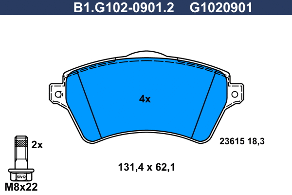 Brake Pad Set, disc brake (B1.G102-0901.2)