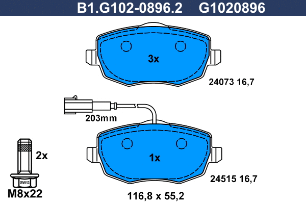 Brake Pad Set, disc brake (B1.G102-0896.2)