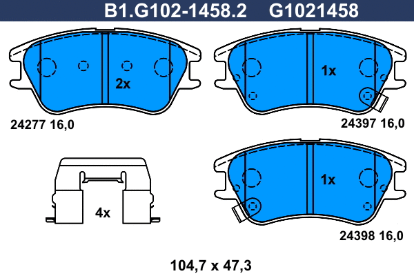 Brake Pad Set, disc brake (B1.G102-1458.2)