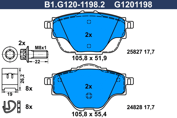 Brake Pad Set, disc brake (B1.G120-1198.2)